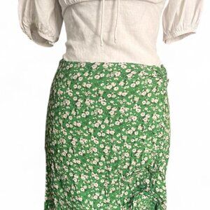ZARA Green Floral Midi Skirt Size S